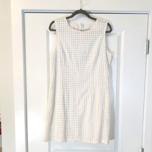 Alfred Sung White Cotton Dress sleevless high neck